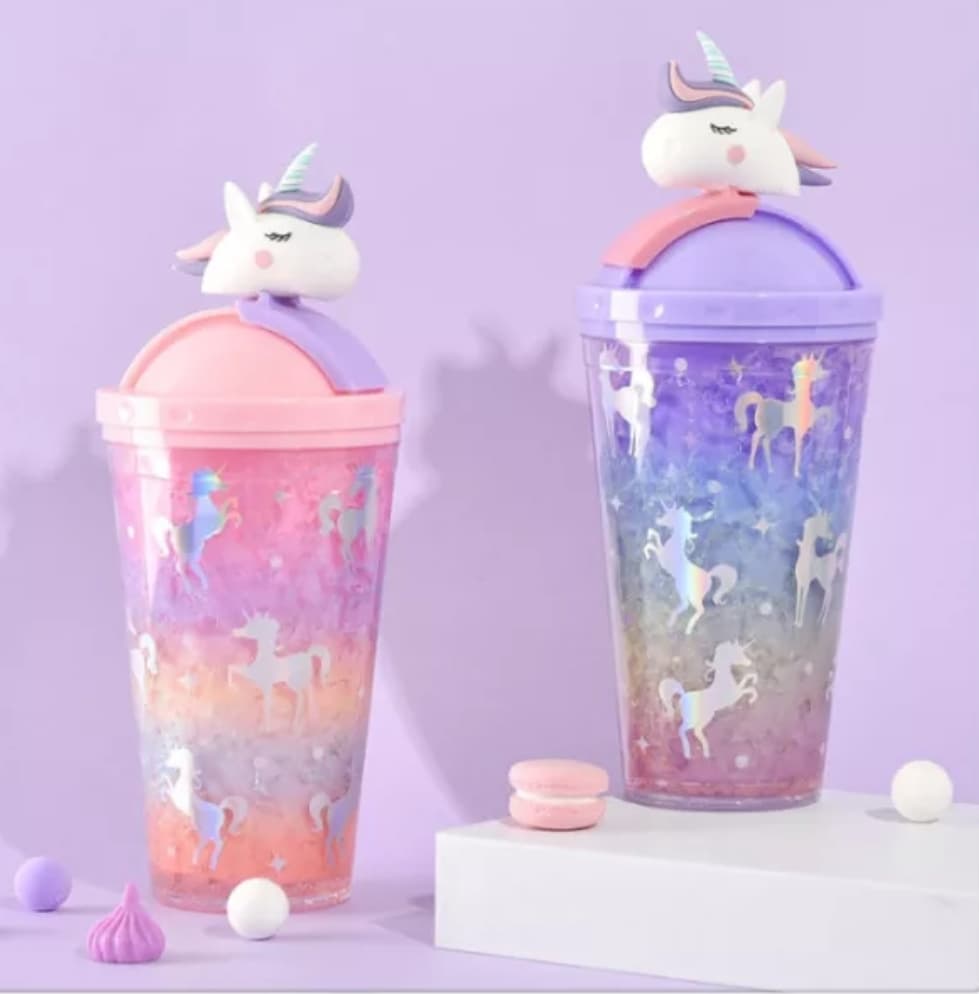 Glitter Unicorn Straw Cups
