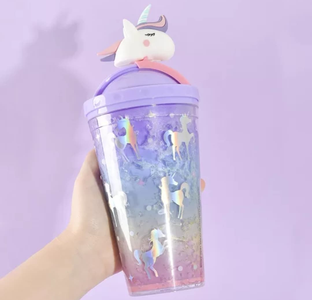 Glitter Unicorn Straw Cups