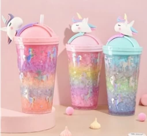 Glitter Unicorn Straw Cups