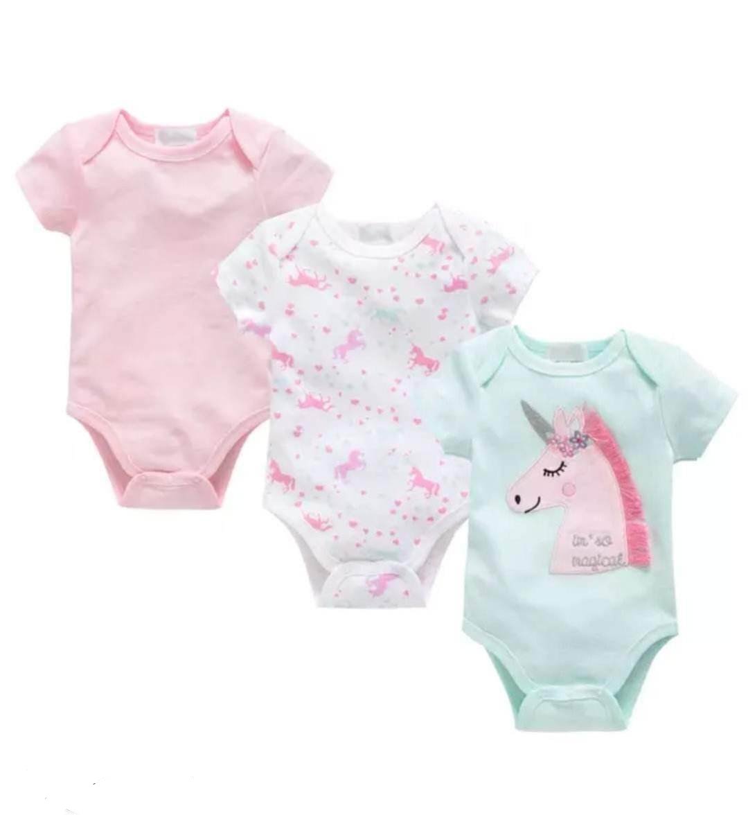 Short Sleeve Set of 3 Baby Rompers