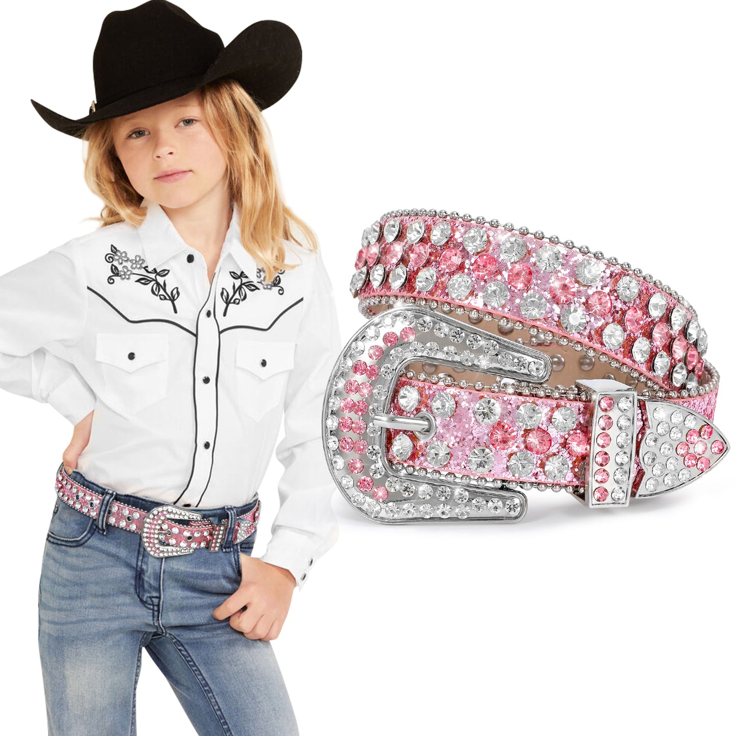 Kids Pink western belt