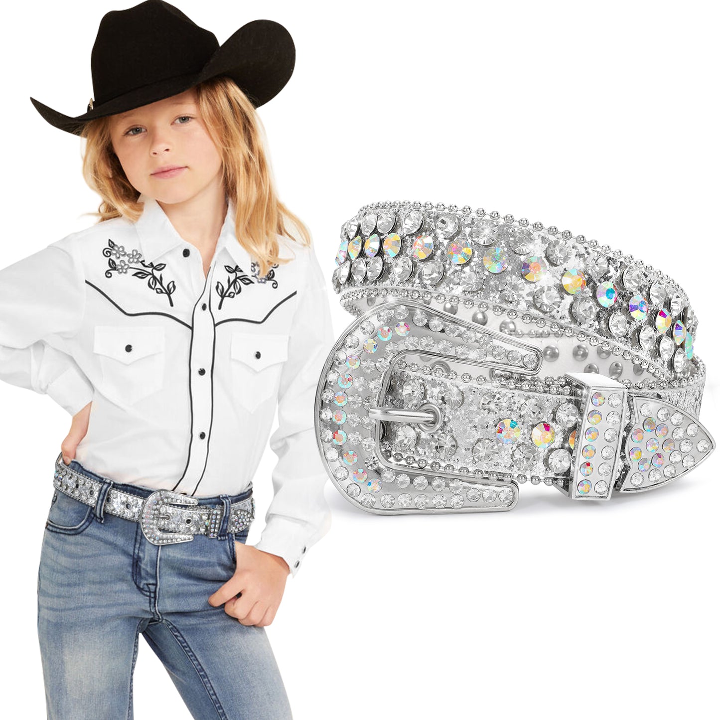 kids Silver Western belt