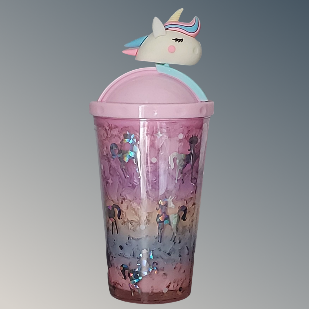 Glitter Unicorn Straw Cups