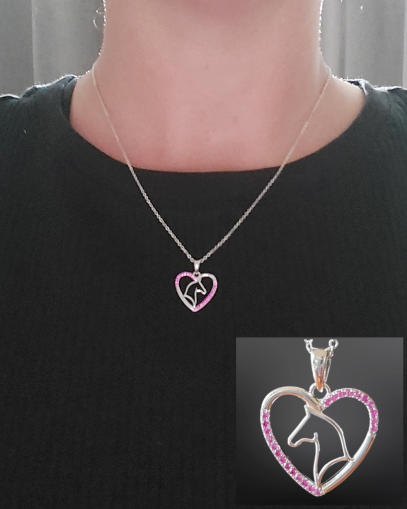 Rhinestone Sterling Silver Horse Necklace