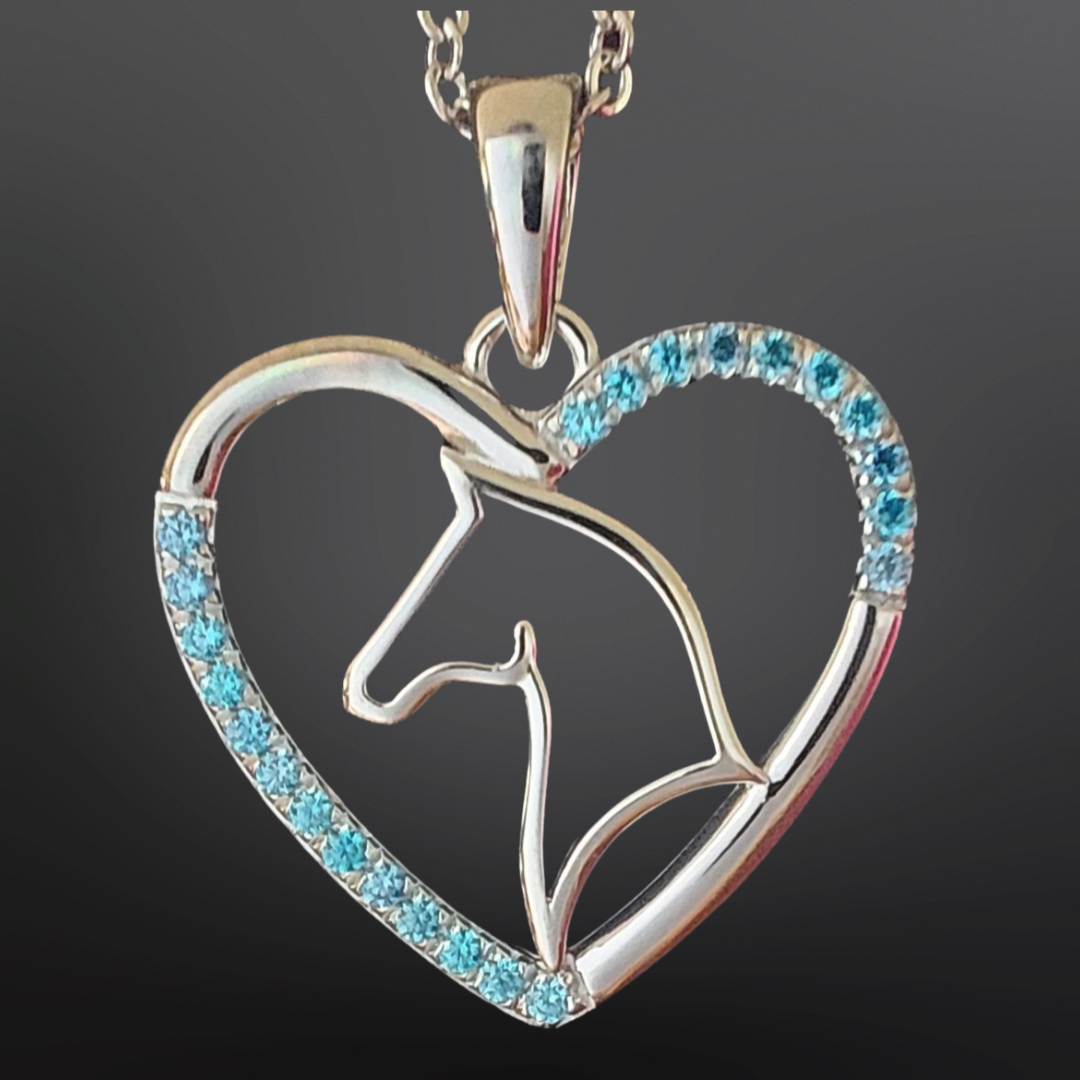 Rhinestone Sterling Silver Horse Necklace