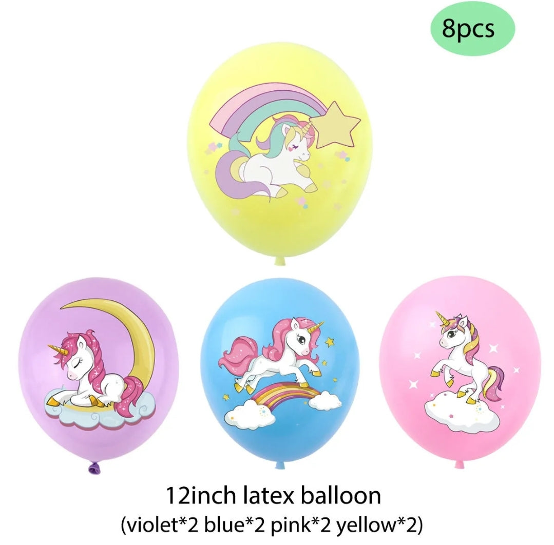 Unicorn Ballon 8 piece set