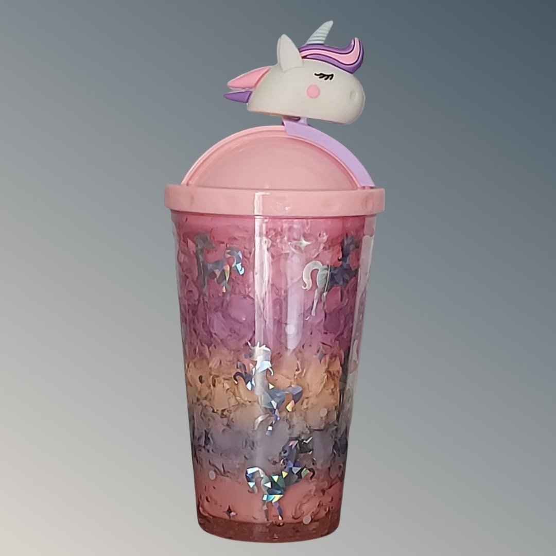 Glitter Unicorn Straw Cups