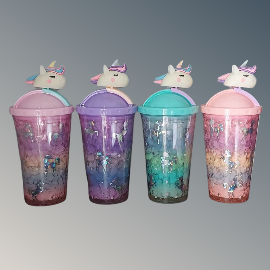 Glitter Unicorn Straw Cups