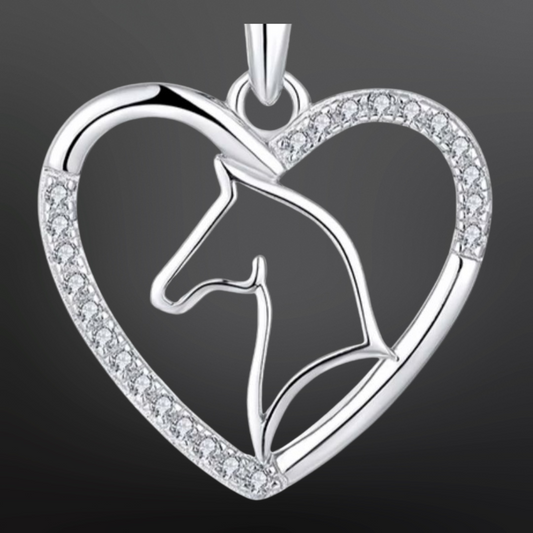 Rhinestone Sterling Silver Horse Necklace